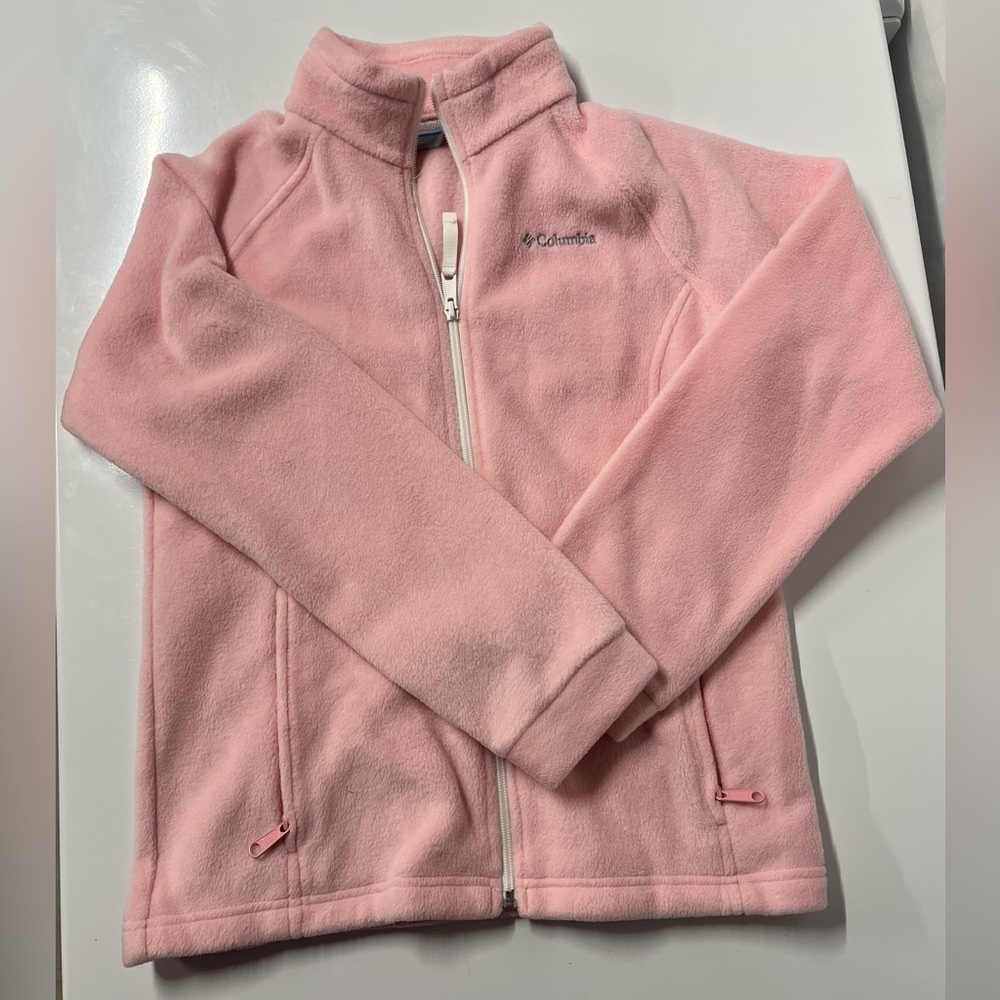 Columbia Fleece Zip Up Jacket 
youth large 
light pink 
like-new condition